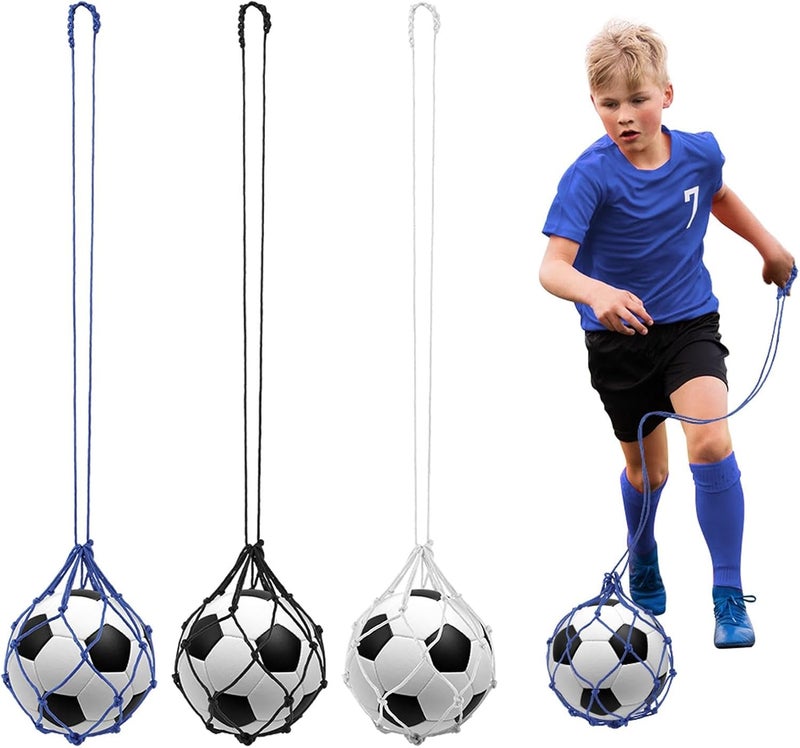 Ranjaner 3Pcs Soccer Kick Trainer, Football Kick Throw Solo Practice Training Aid, Adjustable Locked Net Soccer Ball Bungee Elastic Trainer Net Soccer Juggling Trainer Fits Ball Size 3 4 5 - Image 1